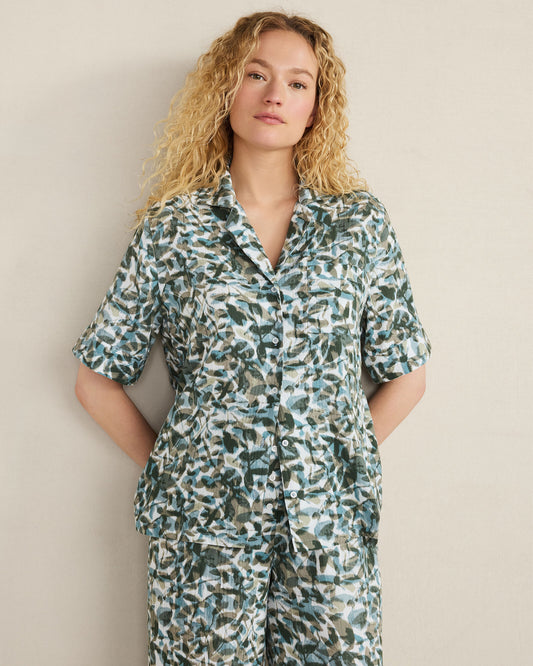 ORGANIC COTTON GAUZE FLORAL PAJAMA TOP