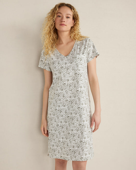 ORGANIC COTTON JERSEY ANIMAL DOT SLEEP DRESS