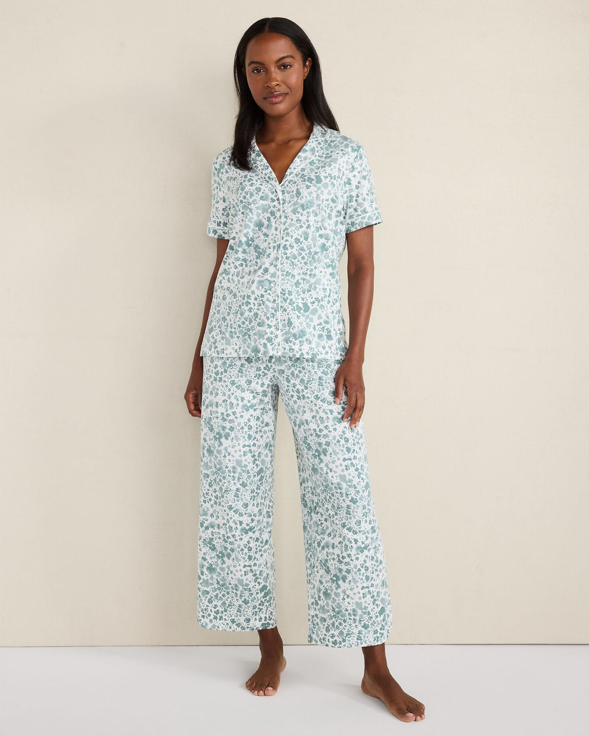 ORGANIC COTTON JERSEY BLURRED FLORAL PAJAMA PANTS