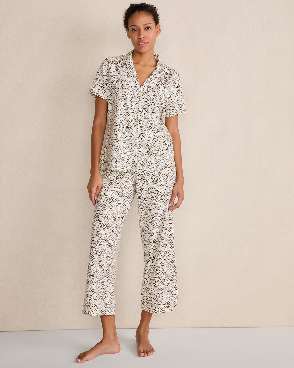ORGANIC COTTON JERSEY ANIMAL DOT PAJAMA PANTS