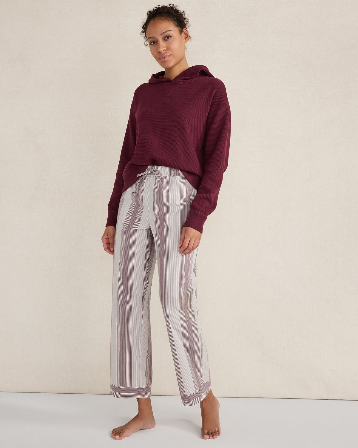 ORGANIC COTTON POPLIN FADED STRIPE PAJAMA PANTS
