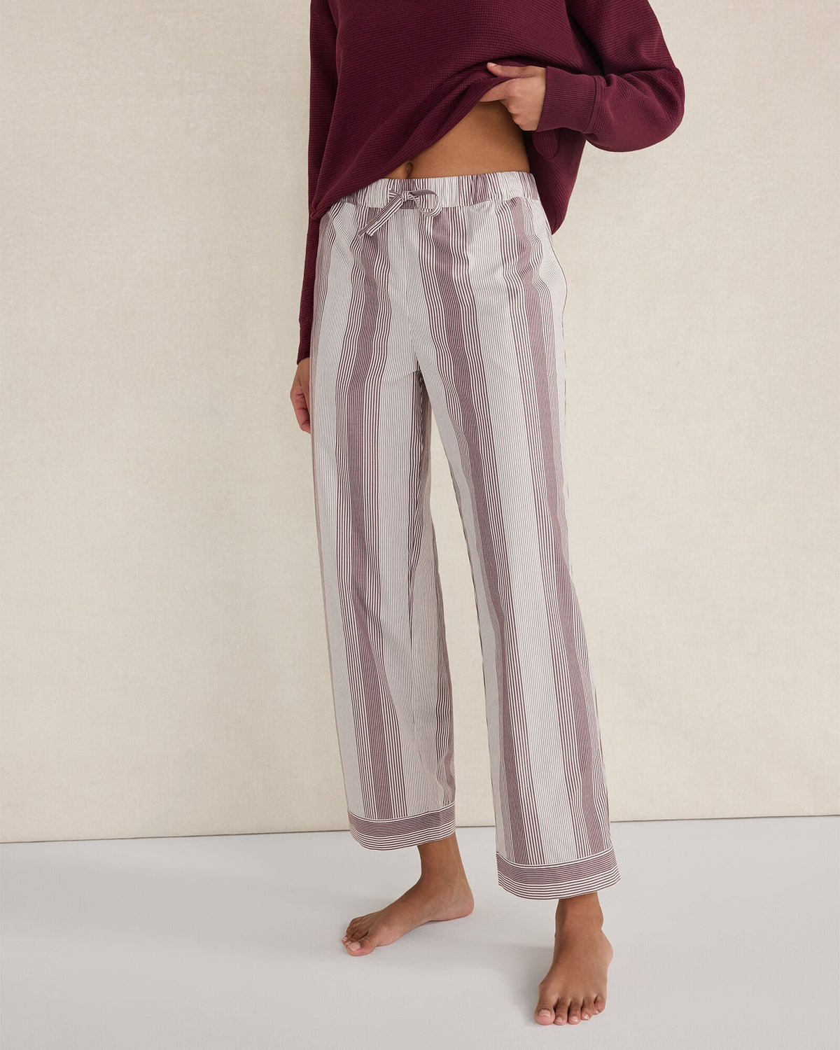 ORGANIC COTTON POPLIN FADED STRIPE PAJAMA PANTS