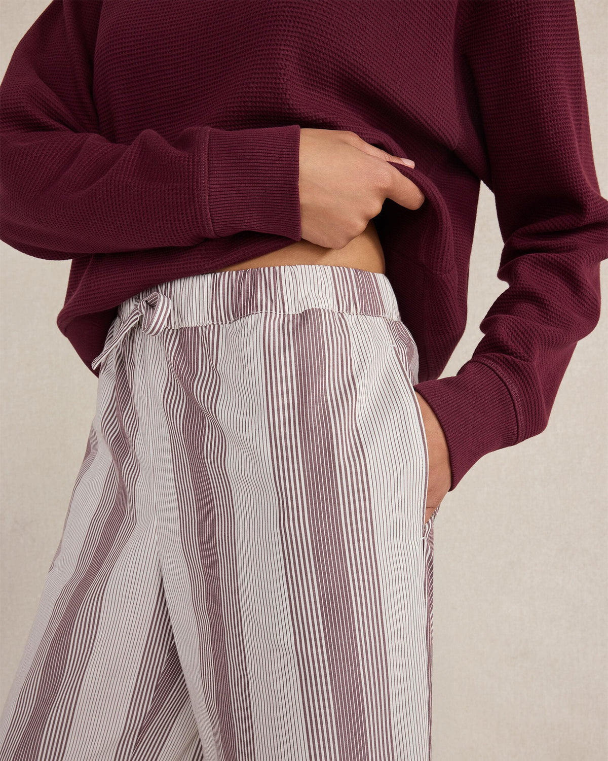 ORGANIC COTTON POPLIN FADED STRIPE PAJAMA PANTS
