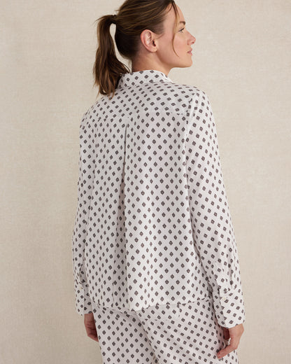ORGANIC COTTON BLEND FLORAL TILE PAJAMA TOP