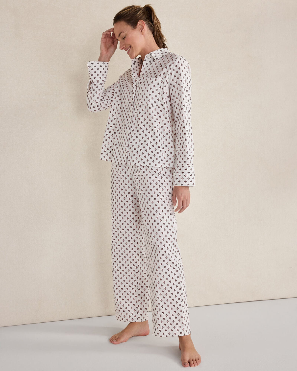 ORGANIC COTTON BLEND FLORAL TILE PAJAMA PANTS