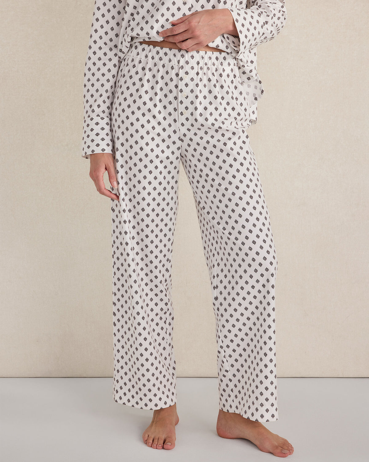 ORGANIC COTTON BLEND FLORAL TILE PAJAMA PANTS
