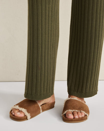 SUEDE AND SHERPA MOLDED SLIDES