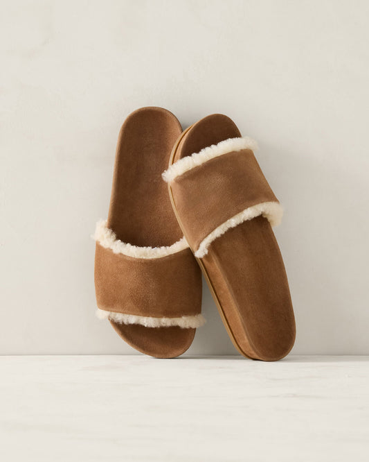 SUEDE AND SHERPA MOLDED SLIDES