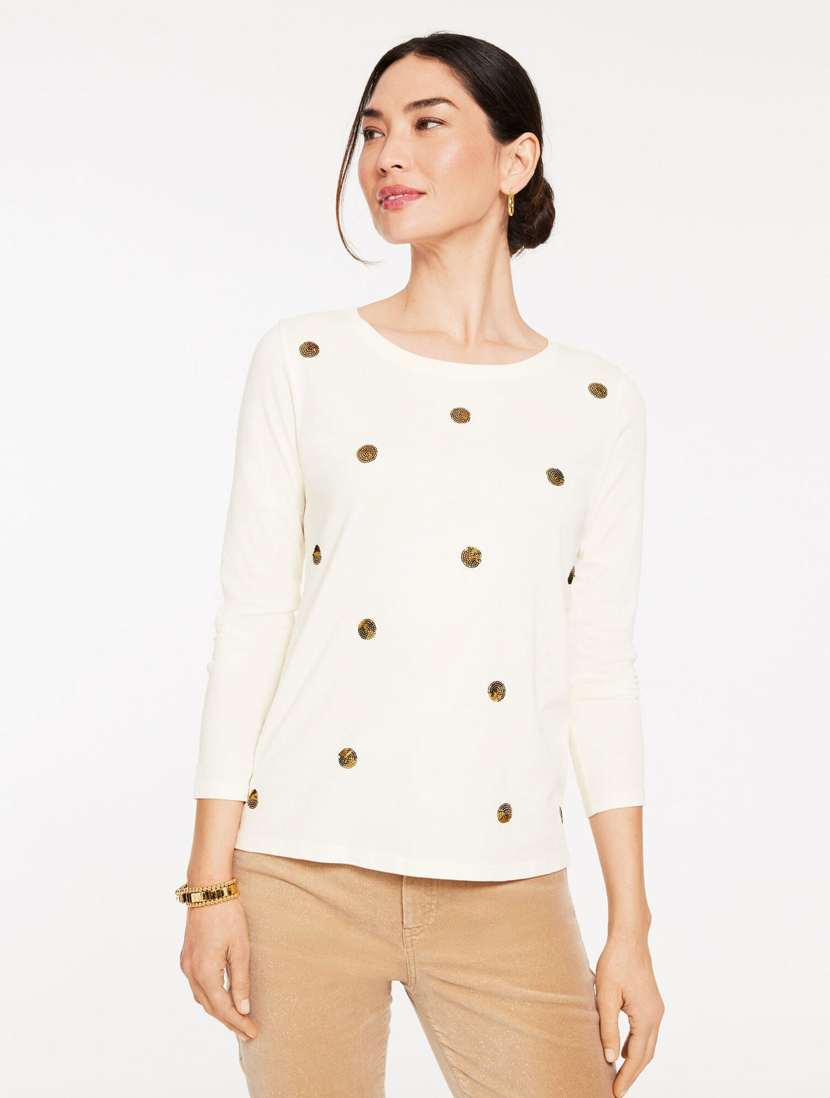 LONG SLEEVE CREWNECK TEE - SEQUIN DOT