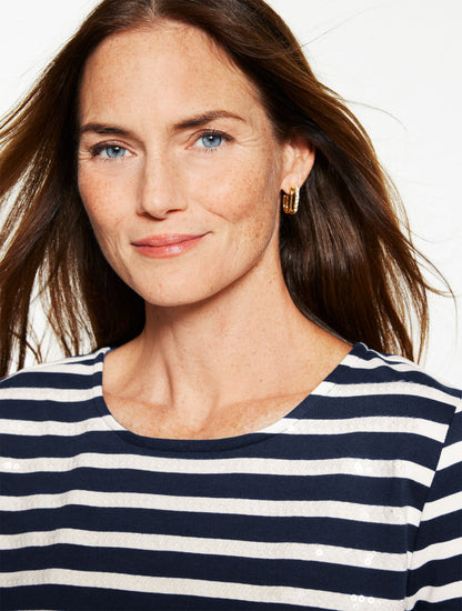 CREWNECK TEE - SEQUIN STRIPE
