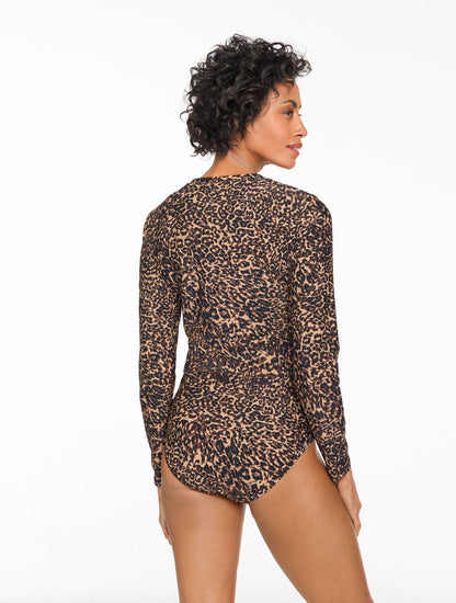 AQUA CLUB UPF 50+ LONG SLEEVE SWIM TEE - LEOPARD