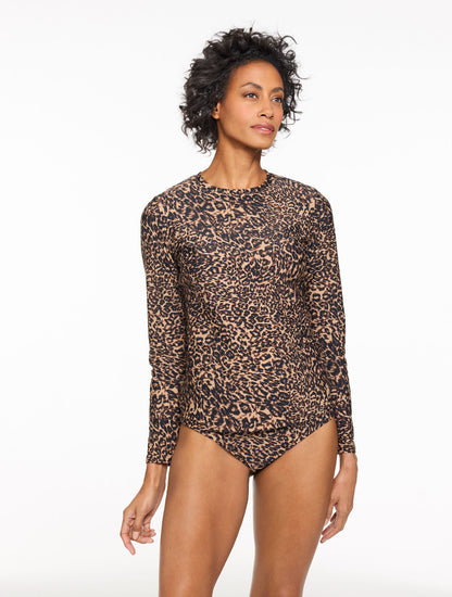 AQUA CLUB UPF 50+ LONG SLEEVE SWIM TEE - LEOPARD
