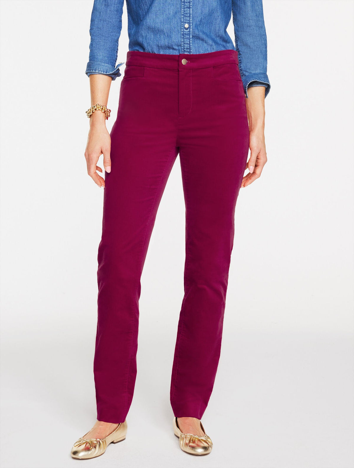 STRAIGHT LEG STRETCH VELVETEEN PANTS