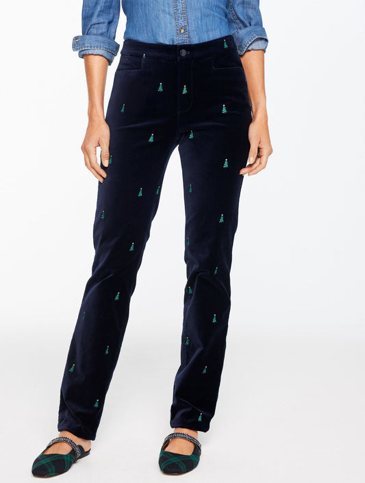 STRAIGHT LEG VELVETEEN PANTS - HOLIDAY CRITTER
