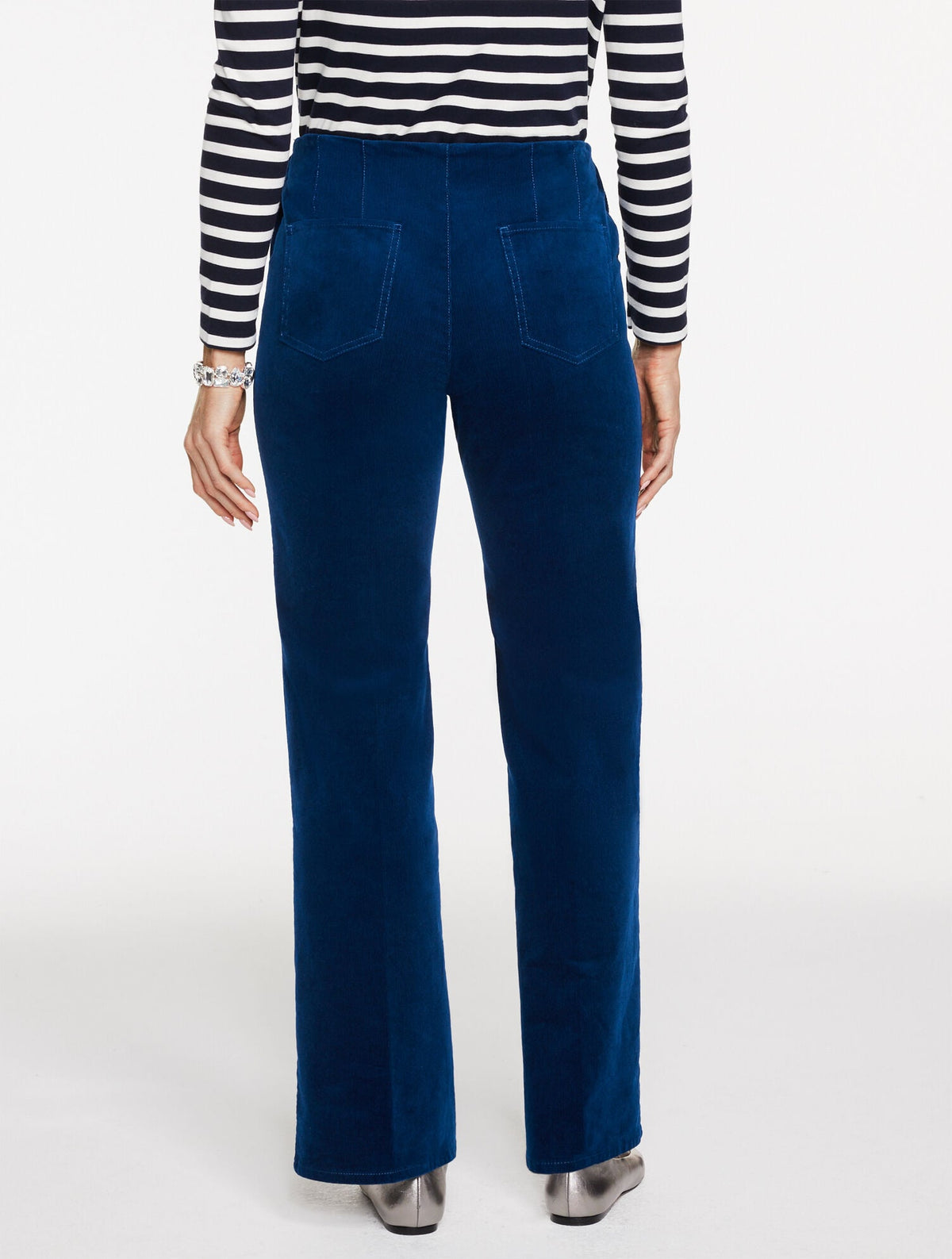 TROUSER LEG CORDUROY PULL-ON PANTS