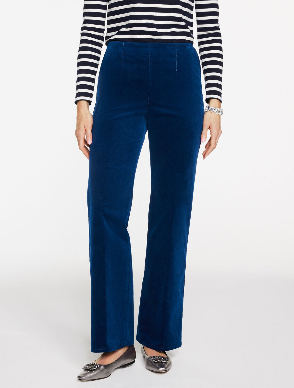 TROUSER LEG CORDUROY PULL-ON PANTS