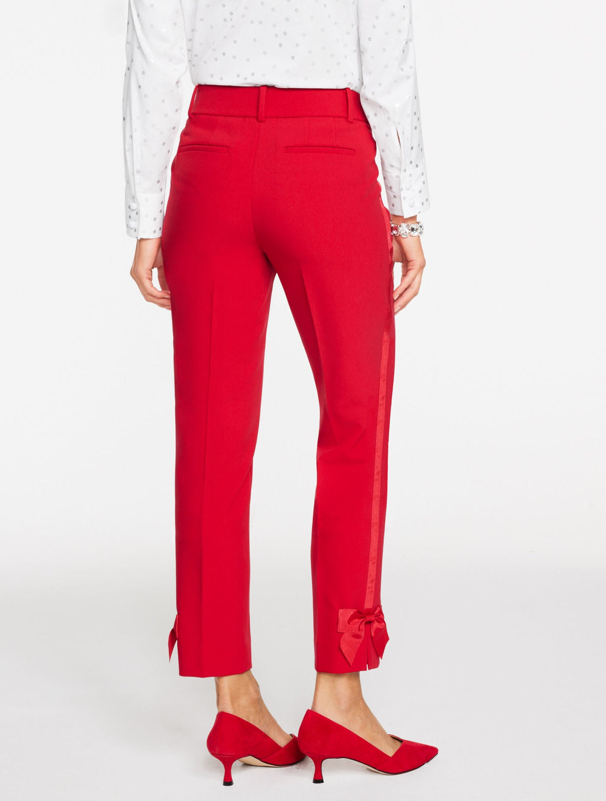 TALBOTS HAMPSHIRE LIGHTWEIGHT DOUBLE CLOTH STRAIGHT ANKLE PANTS - BOW