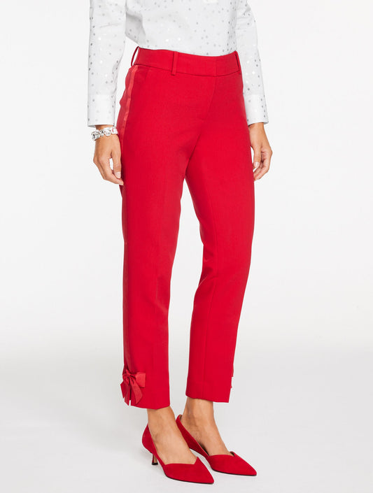 TALBOTS HAMPSHIRE LIGHTWEIGHT DOUBLE CLOTH STRAIGHT ANKLE PANTS - BOW