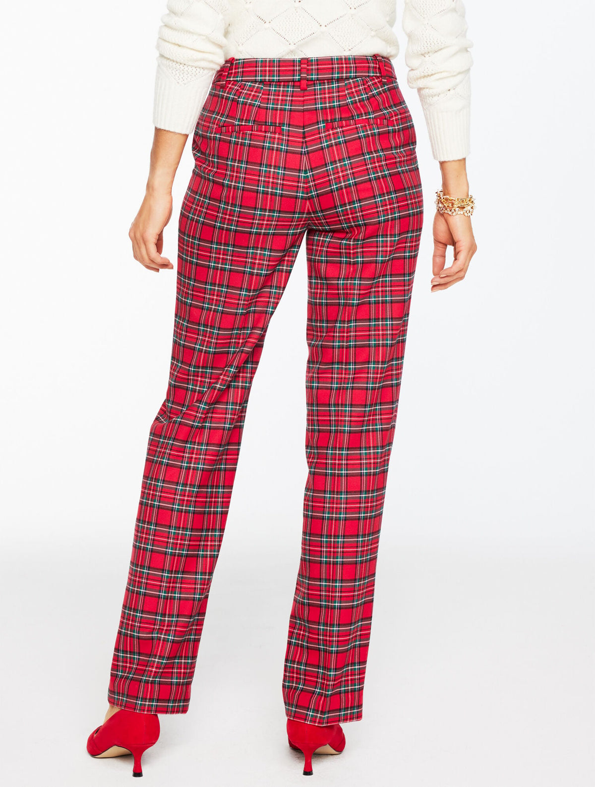 TALBOTS SOUTHAMPTON TAILORED STRETCH STRAIGHT LEG PANTS - CIDER PLAID