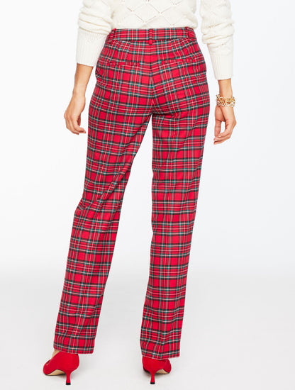 TALBOTS SOUTHAMPTON TAILORED STRETCH STRAIGHT LEG PANTS - CIDER PLAID