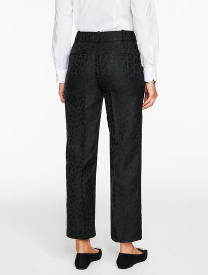 JACQUARD LEOPARD STRAIGHT ANKLE PANTS