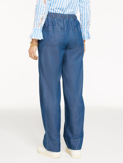 STRAIGHT LEG PULL-ON PANTS - REFINED DENIM