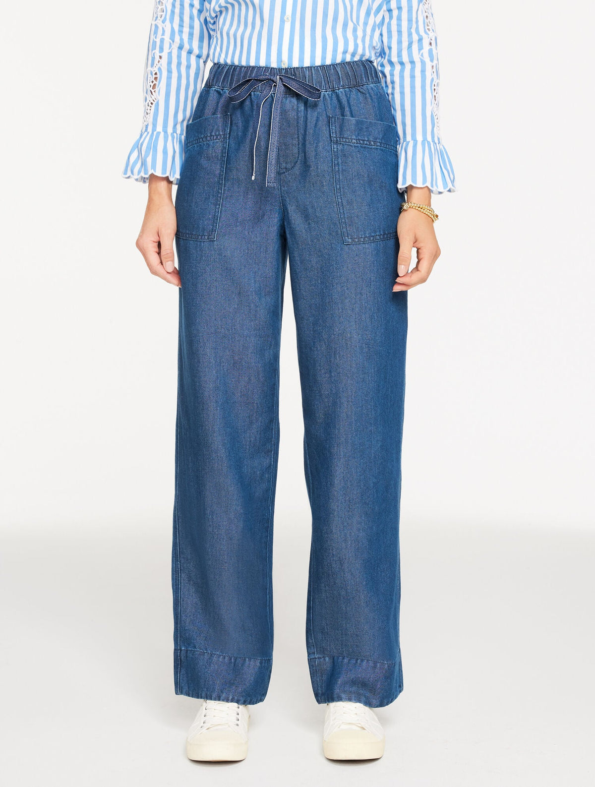 STRAIGHT LEG PULL-ON PANTS - REFINED DENIM