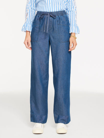 STRAIGHT LEG PULL-ON PANTS - REFINED DENIM