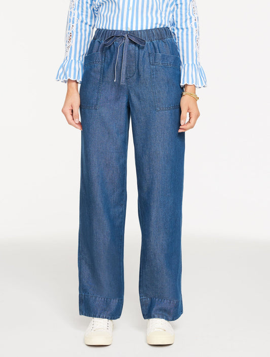 STRAIGHT LEG PULL-ON PANTS - REFINED DENIM