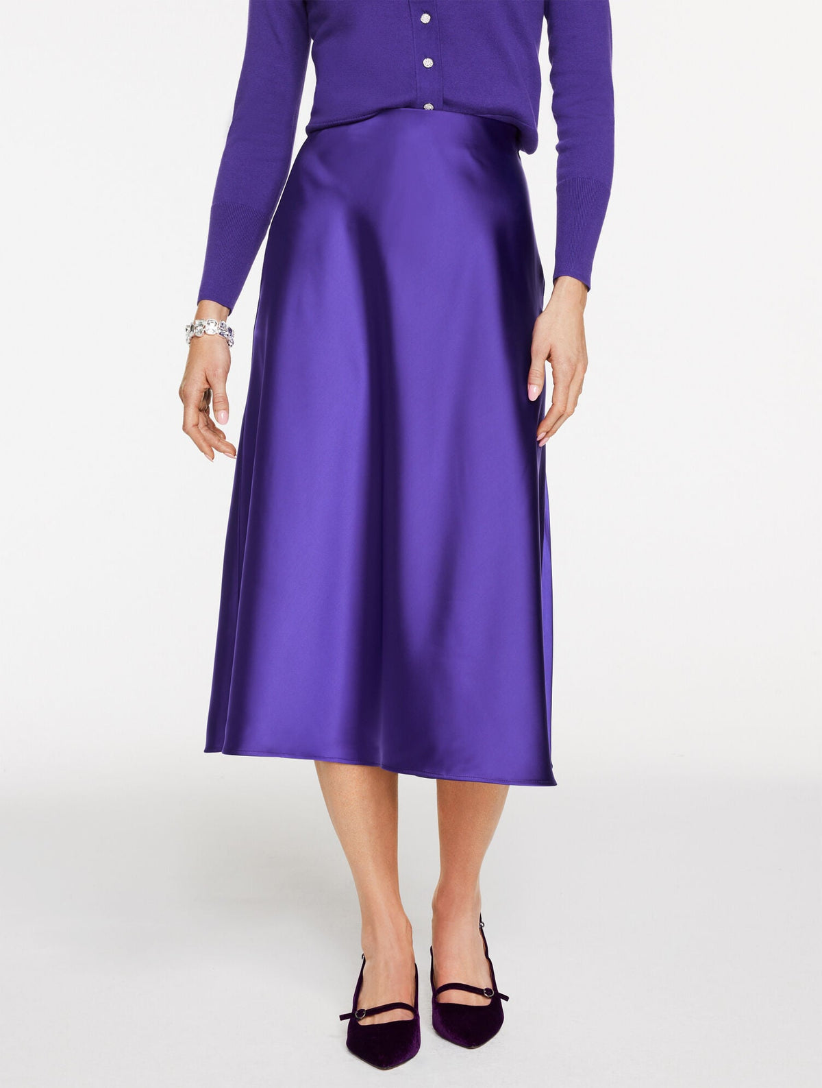 SATIN MIDI SKIRT