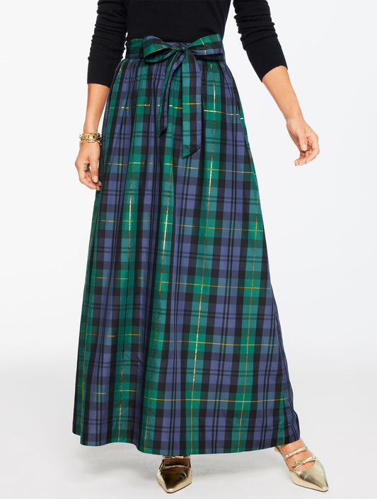 TAFFETA FIT & FLARE SKIRT - SLOANE TARTAN