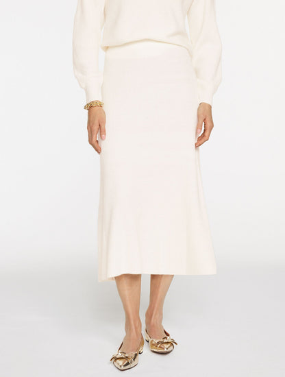 RIBBED FIT & FLARE MIDI SKIRT