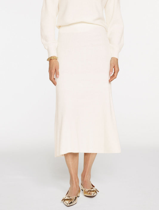 RIBBED FIT & FLARE MIDI SKIRT