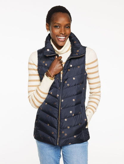 DOWN PUFFER VEST - SCATTERED SNOWFLAKES