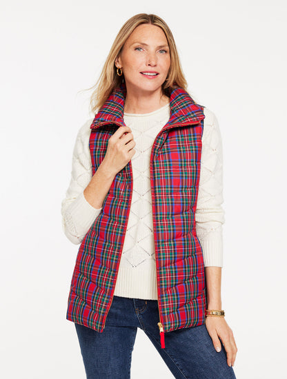 DOWN PUFFER VEST - BLISSFUL PLAID