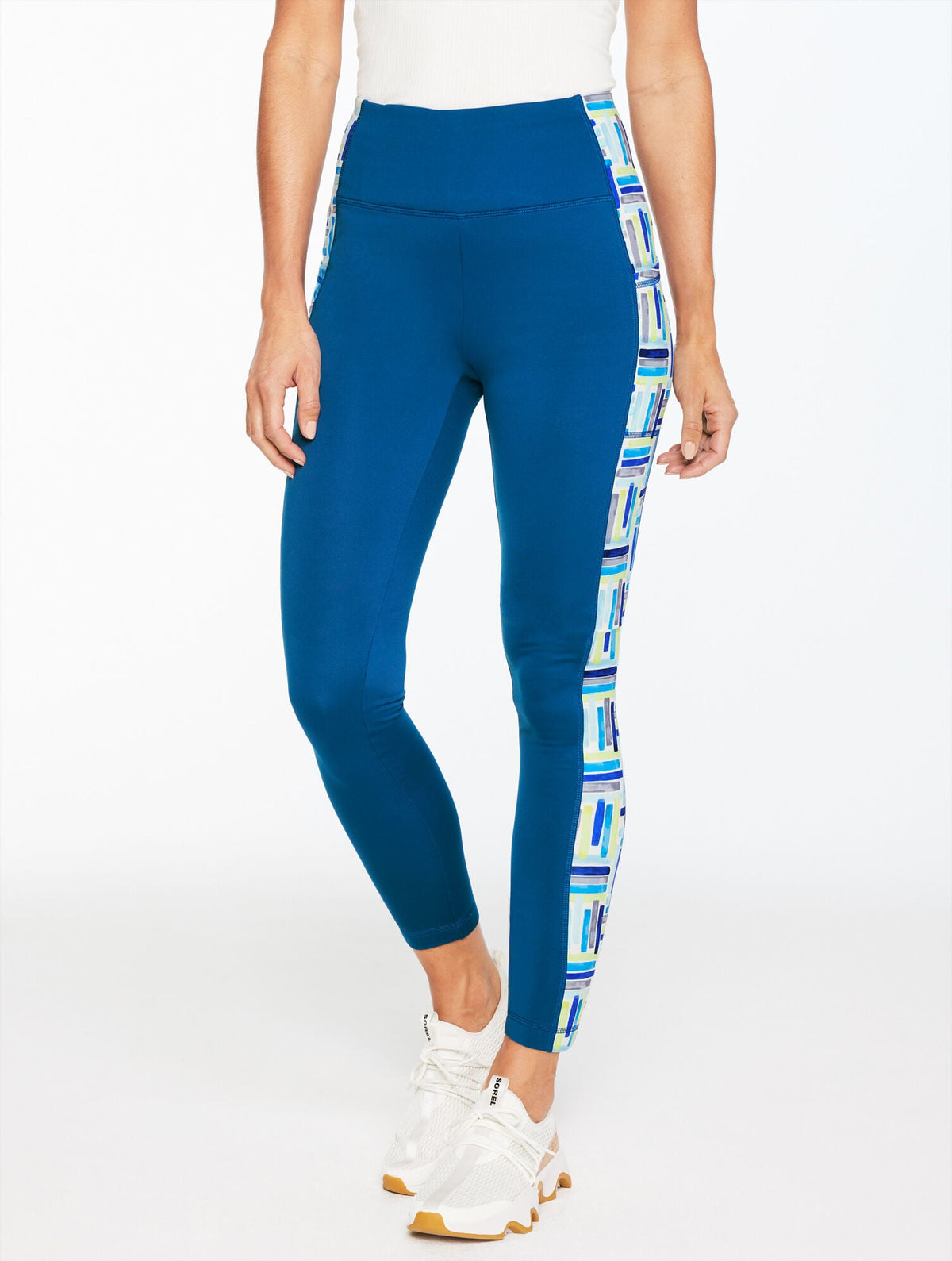 SPORT FLEECEBACK LEGGINGS - WATERCOLOR GEO