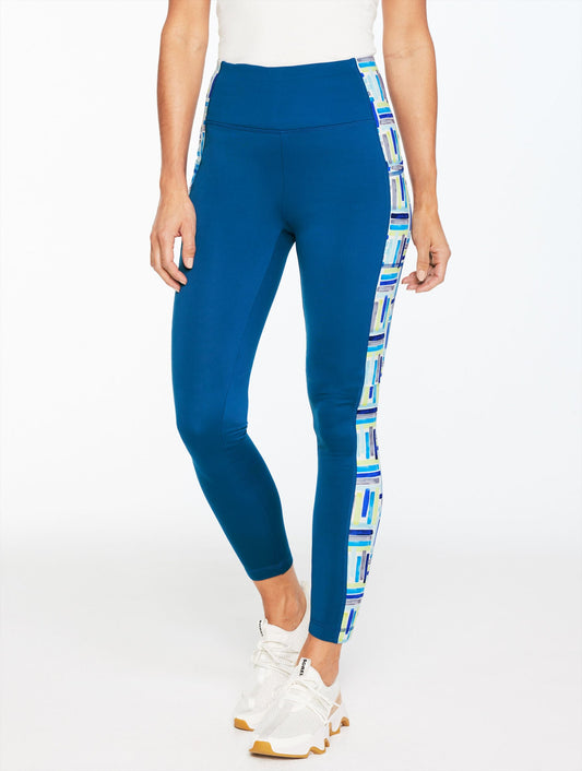 SPORT FLEECEBACK LEGGINGS - WATERCOLOR GEO
