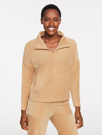 SKY LOUNGE VELOUR HALF-ZIP PULLOVER
