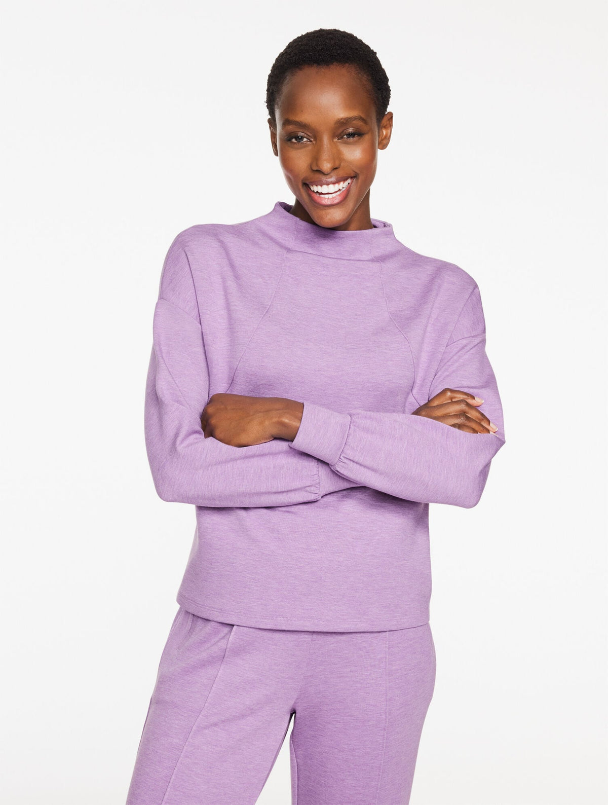 AIRKNIT STRETCH MOCKNECK PULLOVER - HEATHERED