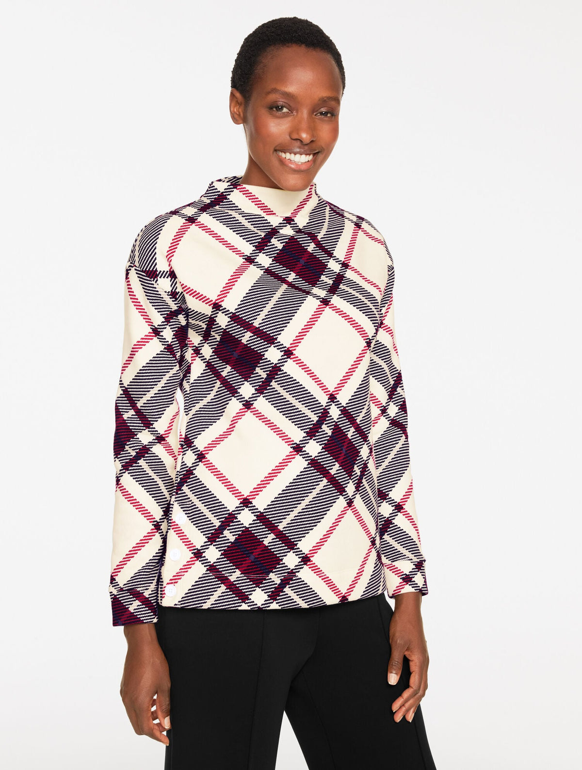 CLASSIC FRENCH TERRY MOCKNECK PULLOVER - CHILLY PLAID