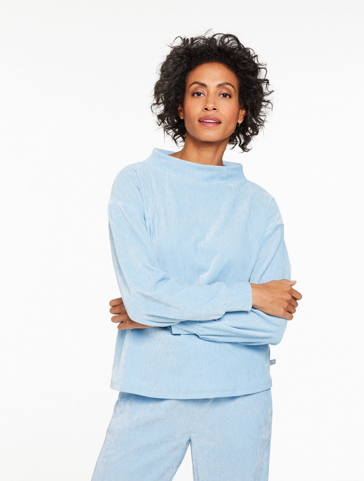 VELOUR MOCKNECK PULLOVER