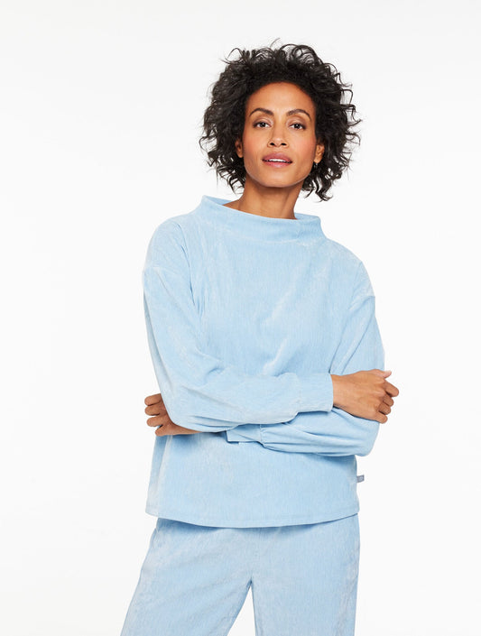 VELOUR MOCKNECK PULLOVER