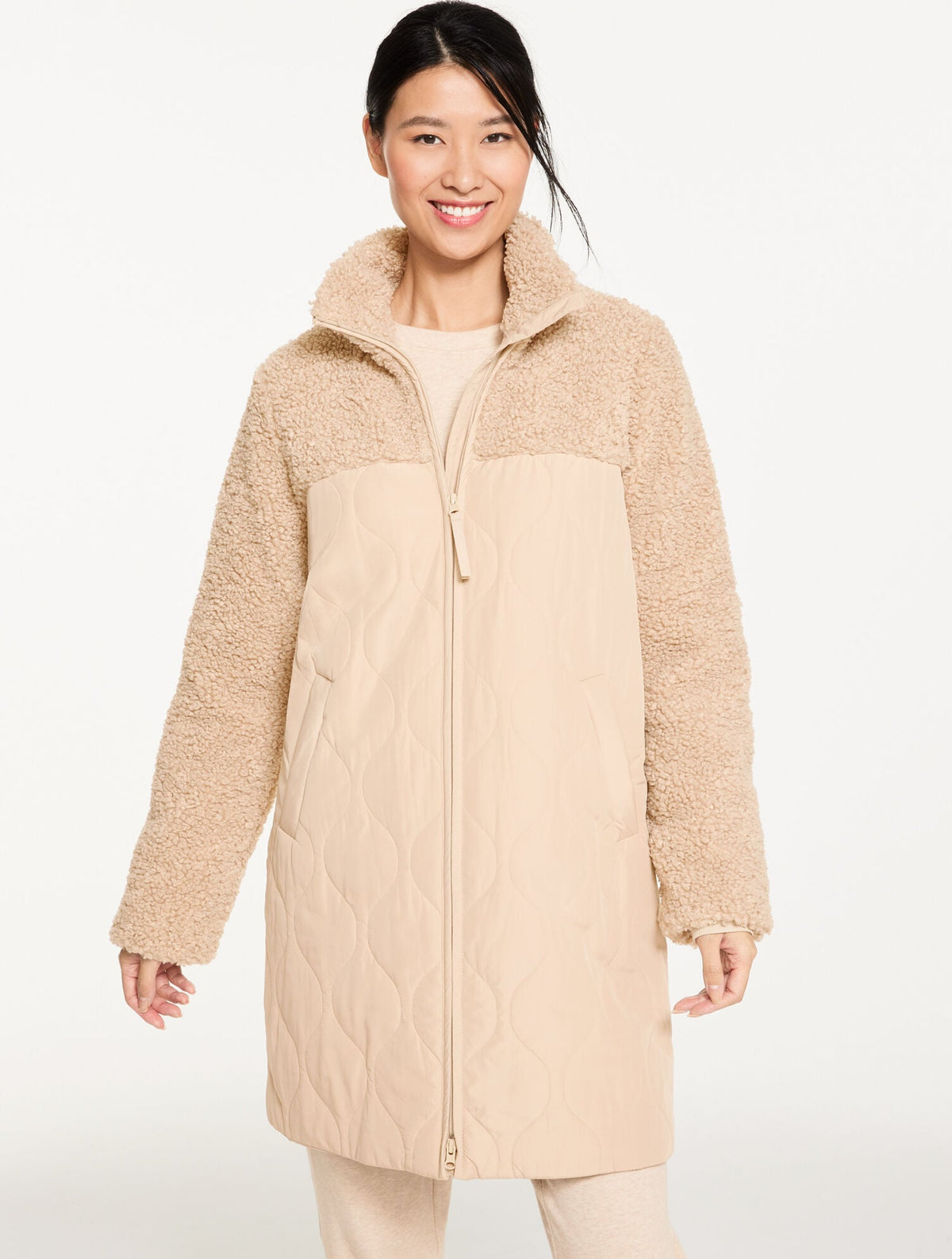 LONG QUILTED SHERPA JACKET