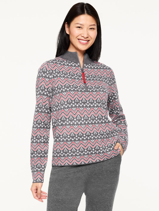 HALF-ZIP SWEATER - NORDIC FAIR ISLE