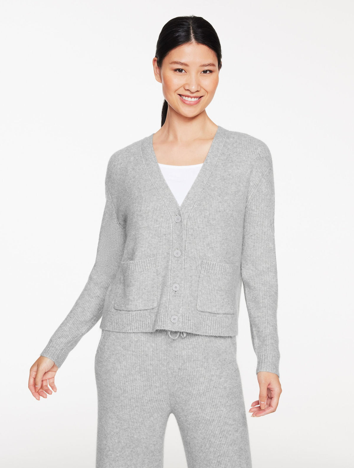RIBBED V-NECK CARDIGAN
