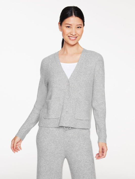 RIBBED V-NECK CARDIGAN