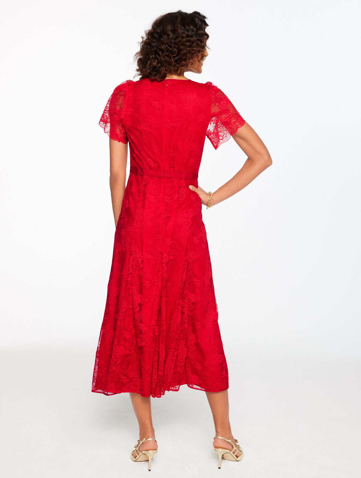 CHANTILLY LACE FIT & FLARE MIDI DRESS