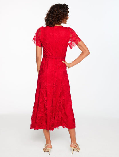 CHANTILLY LACE FIT & FLARE MIDI DRESS