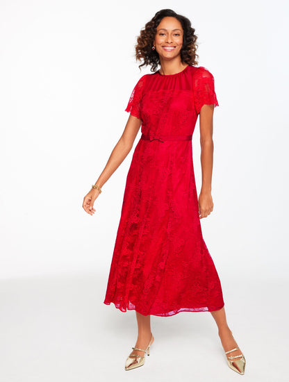 CHANTILLY LACE FIT & FLARE MIDI DRESS