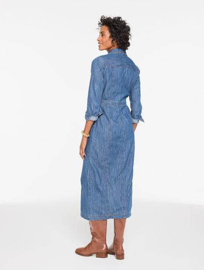 DENIM MIDI SHIRTDRESS - BRIDGEPORT WASH